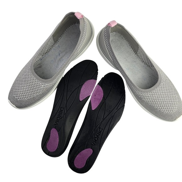 VIONIC Women's Kallie Knit Slip On Flat Sneakers Silver Grey Pink 9.5 - Picture 9 of 14